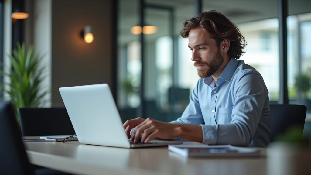 Designer arbeitet am Computer und optimiert die Platzierung von Vertrauenselementen auf einer Landing-Page