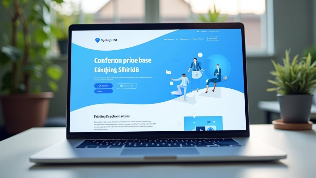 Laptop-Bildschirm mit einer modernen Website-Landingpage, klare Typografie und visuelles Fokus auf den Hero-Bereich