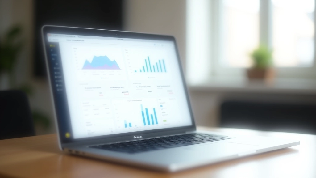 Moderner Laptop auf Schreibtisch mit Analysecharts, die steigende Konversionsraten anzeigen